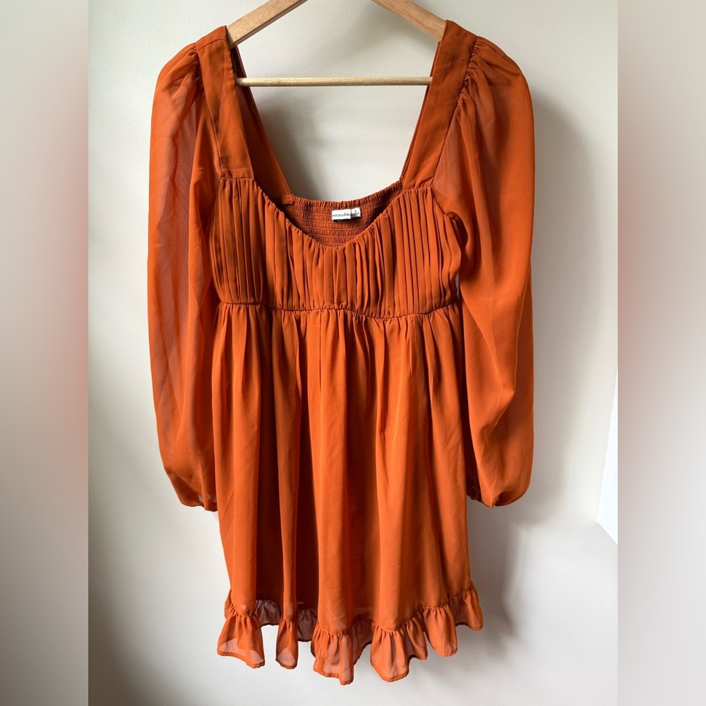 ABERCROMBIE & FITCH Babydoll Mini‎ Dress Ruffles Sheer Puff Sleeves Coquette S